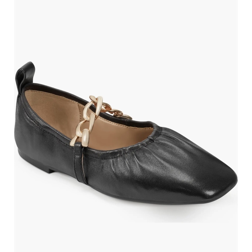 Aerosoles Ramen Flat with Gold Chain Link Hardware Leather Ballet Flat Size 10.5
